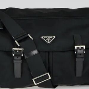 Authentic Prada Black Tessuto Nylon Messenger Bag - Classic Vela